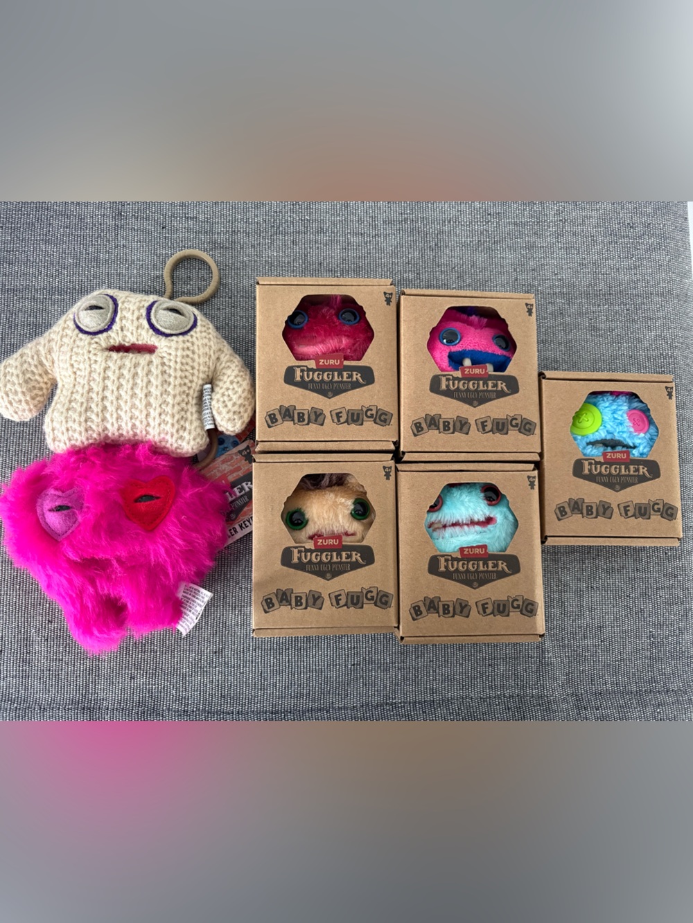 New Lot of 7 - Zuru Baby Fuggler and Keyting Plush Toy Set